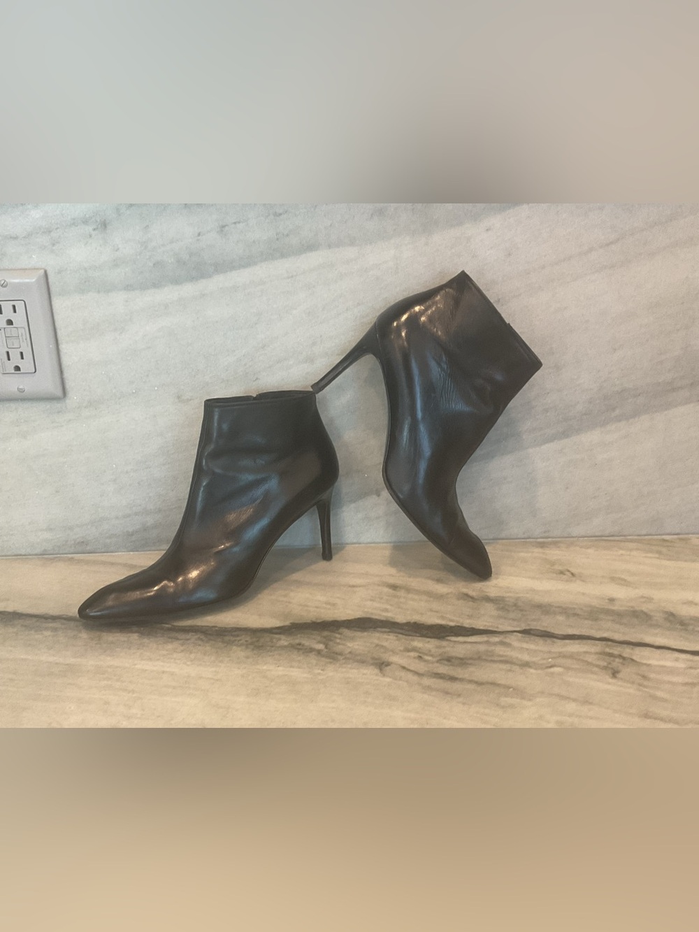 Yves Saint Laurent Black Pointed Toe Stiletto Ankle Boots